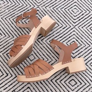 NWOT Swedish Hasbeens clog heel sandals - tan